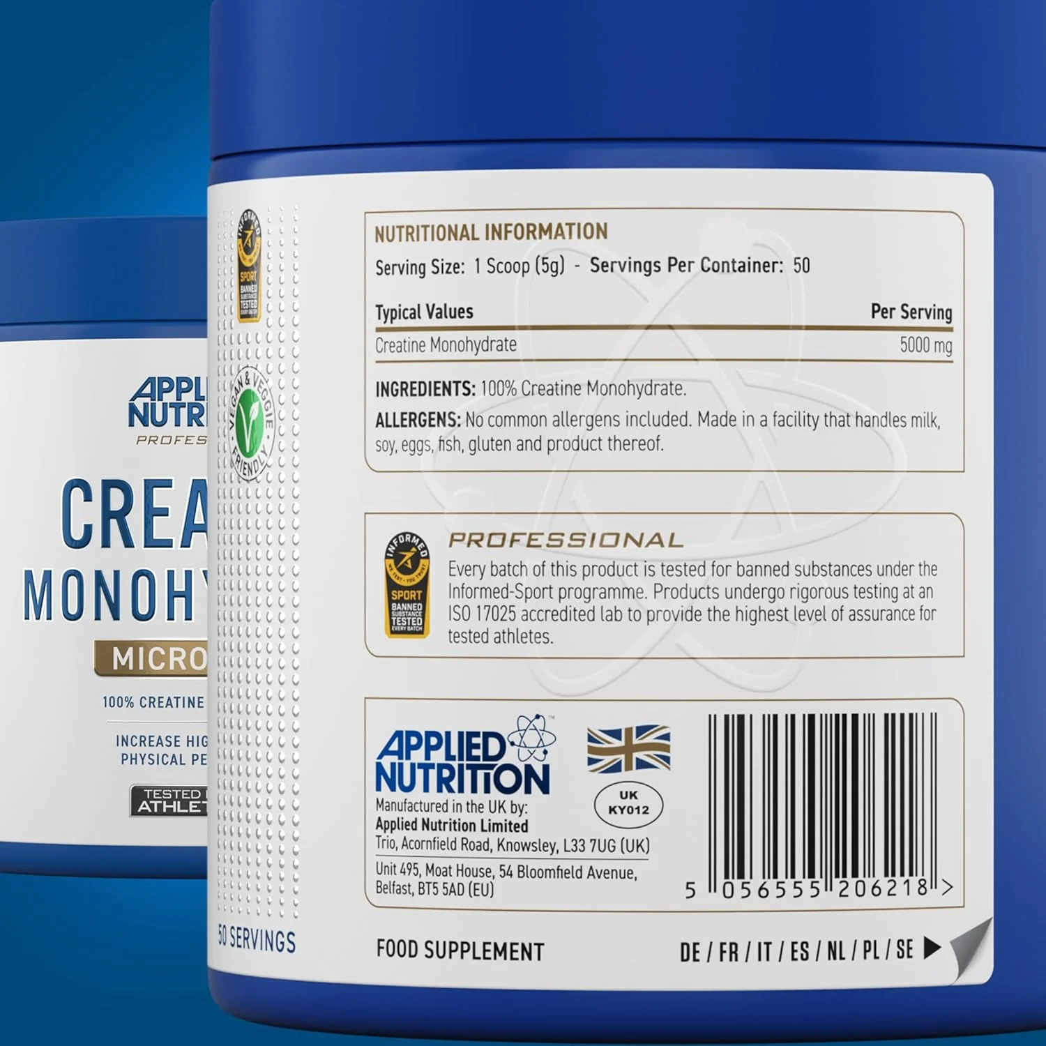 Informations nutritionnelles - Creatine Monohydrate